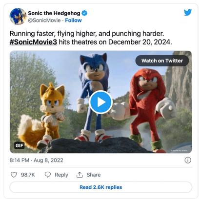 The Sonic 3 movie release date has been confirmed