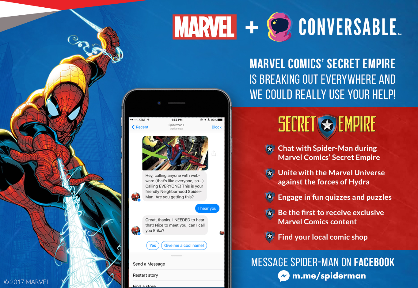 Marvel Comics’ Chatbot Allows Fans to Converse with some of their Favorite Marvel Super Heroes and Become Part of the Story