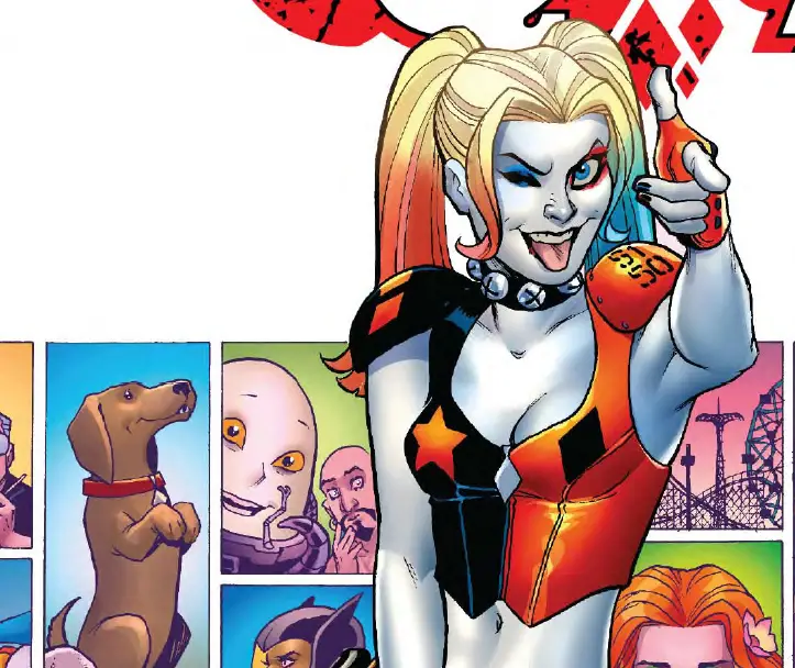 Harley smashes up creators Jimmy Palmiotti and Amanda Conner in 'Harley Quinn' #34