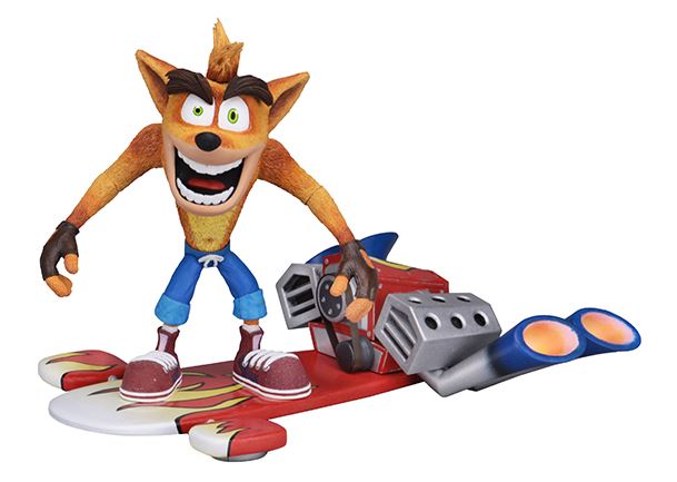 NECA's Crash Bandicoot - 7" Scale Action Figure -Deluxe Crash with Hoverboard