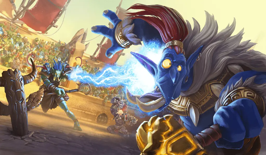Hearthstone: Single player Rumble Run mode introduces young troll champion Rikkar, Shrines and a new cardback