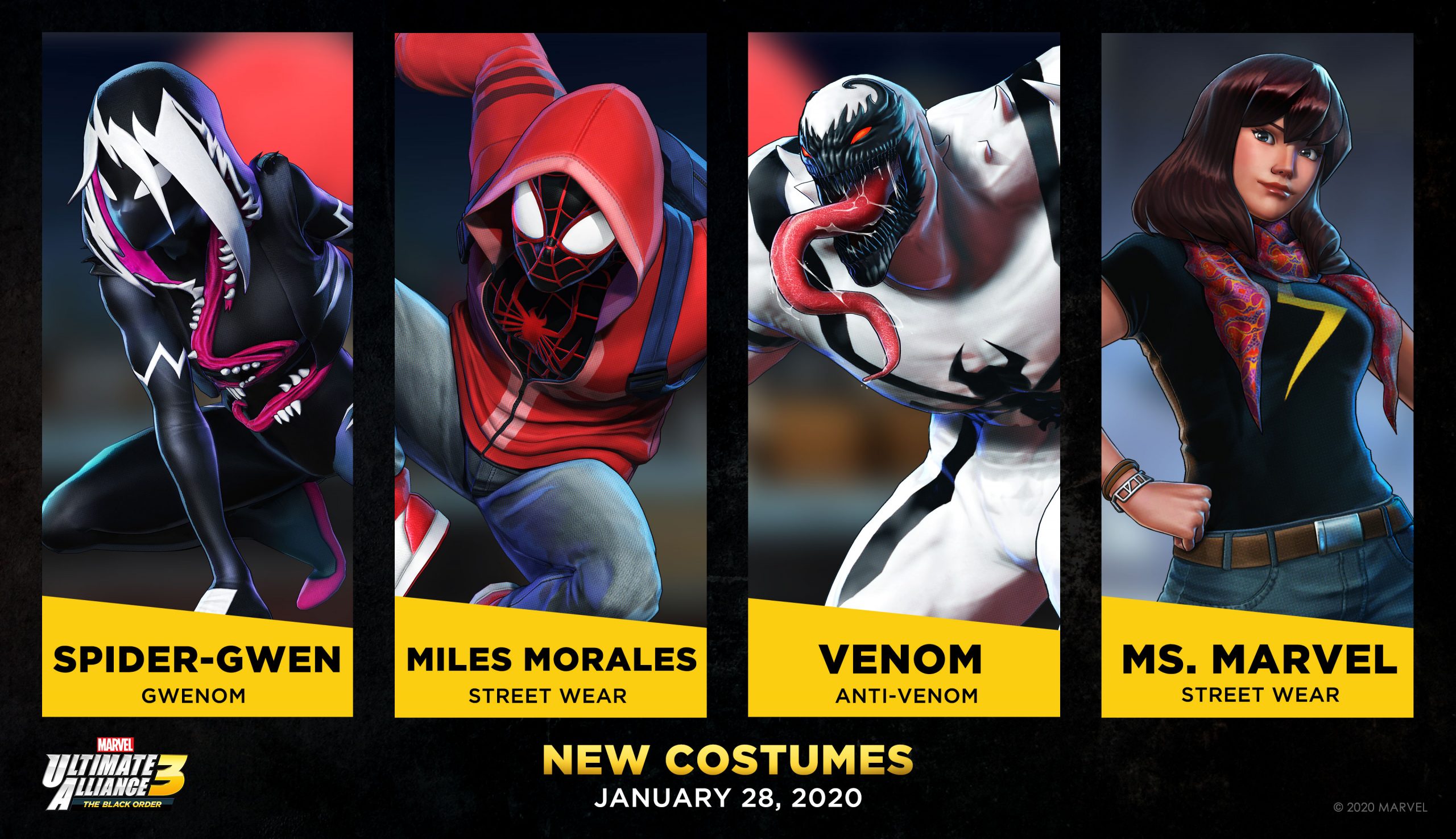 Marvel Ultimate Alliance 3: Gwenom, Anti-Venom and Streetwear Miles Morales and Ms. Marvel skins revealed