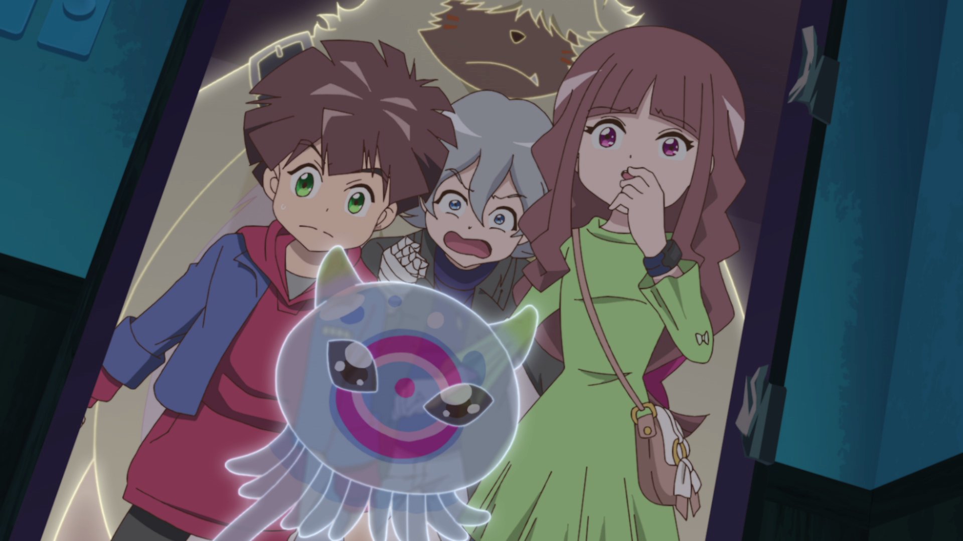 Digimon Ghost Game episode 6 screenshot of the core team