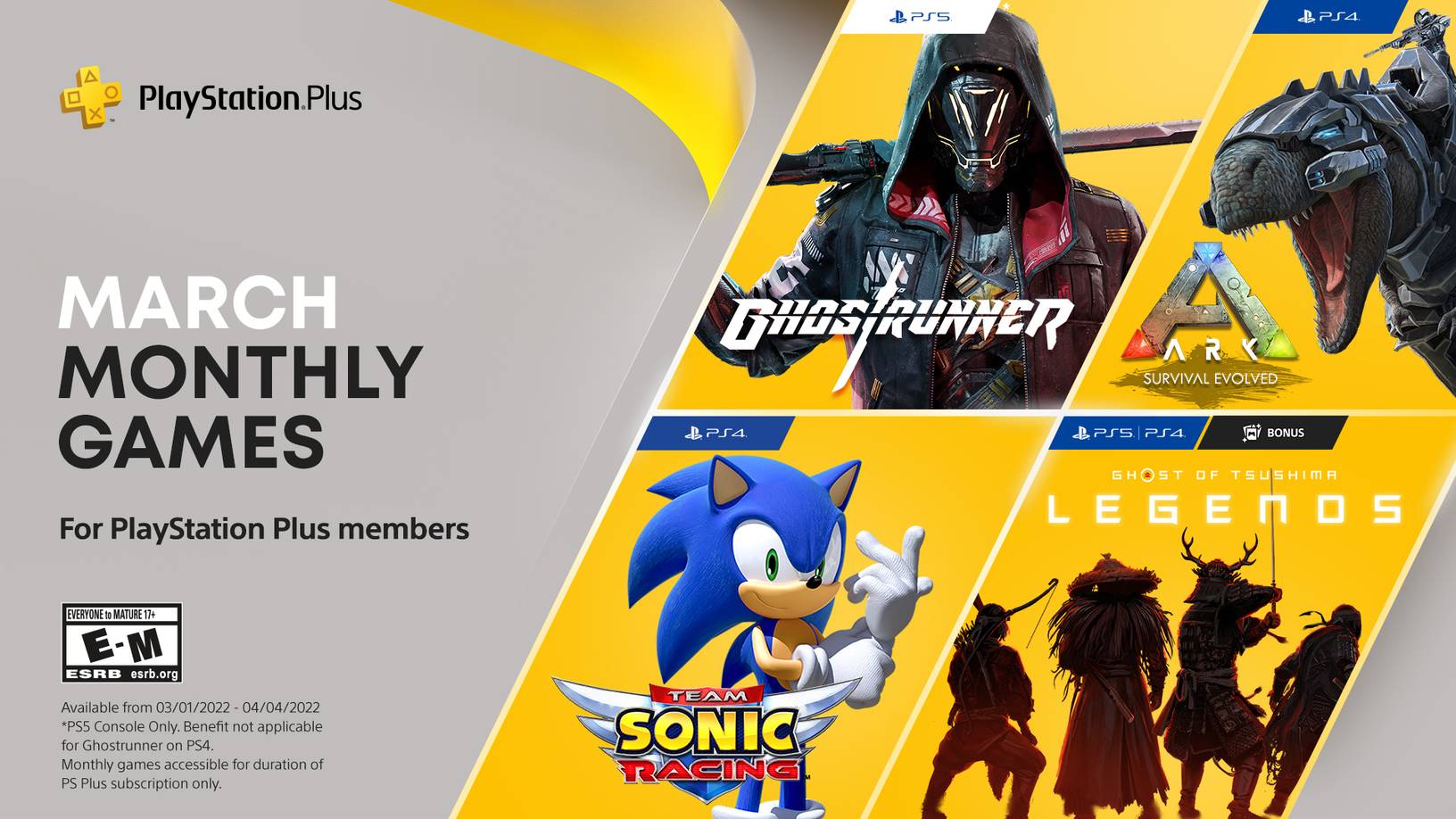 March 2022 PlayStation Plus games announced