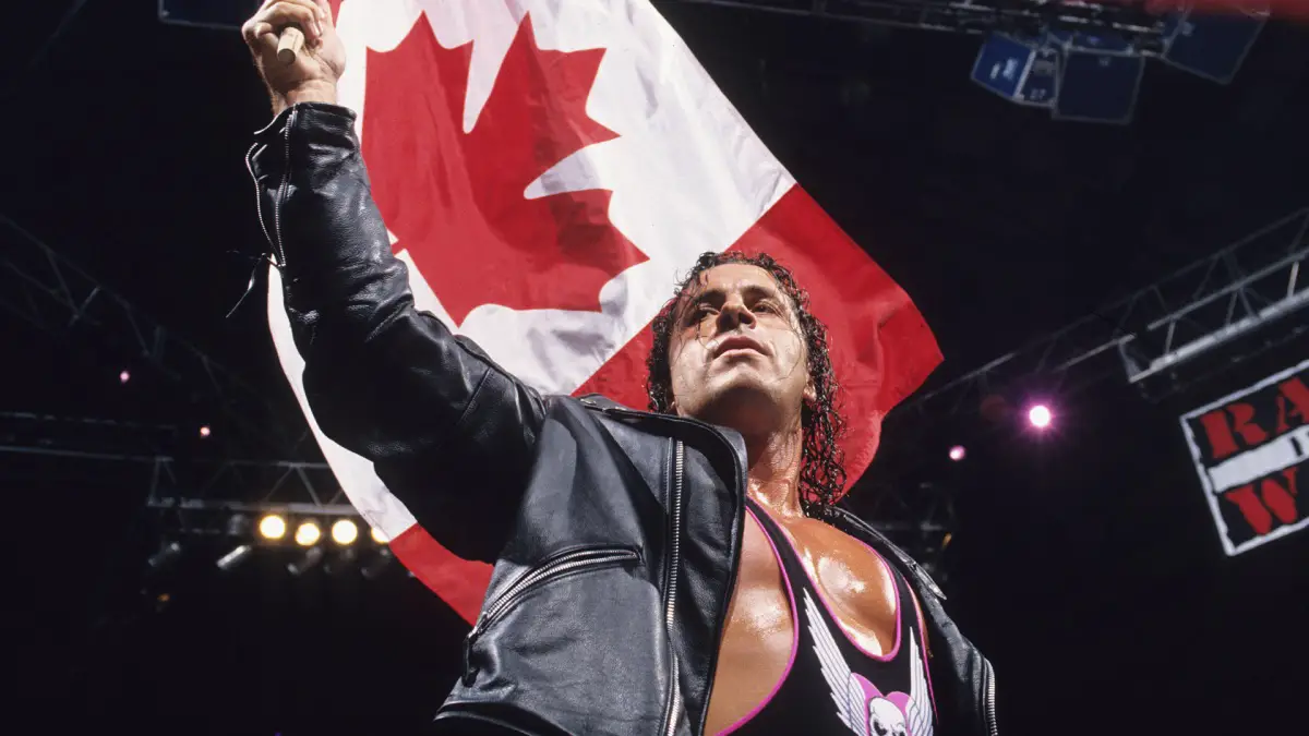 Bret Hart holding the Canadian flag