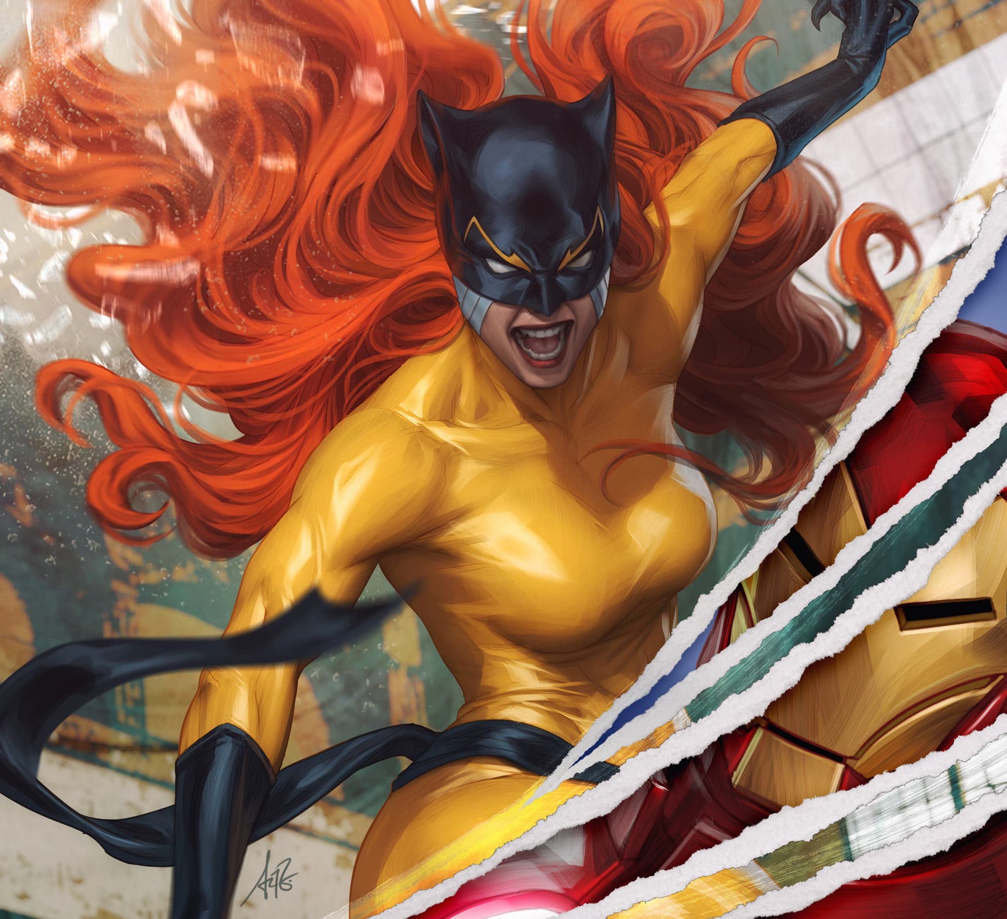 Hellcat tears up covers in 'Iron Man/Hellcat Annual' #1 cover by Artgerm
