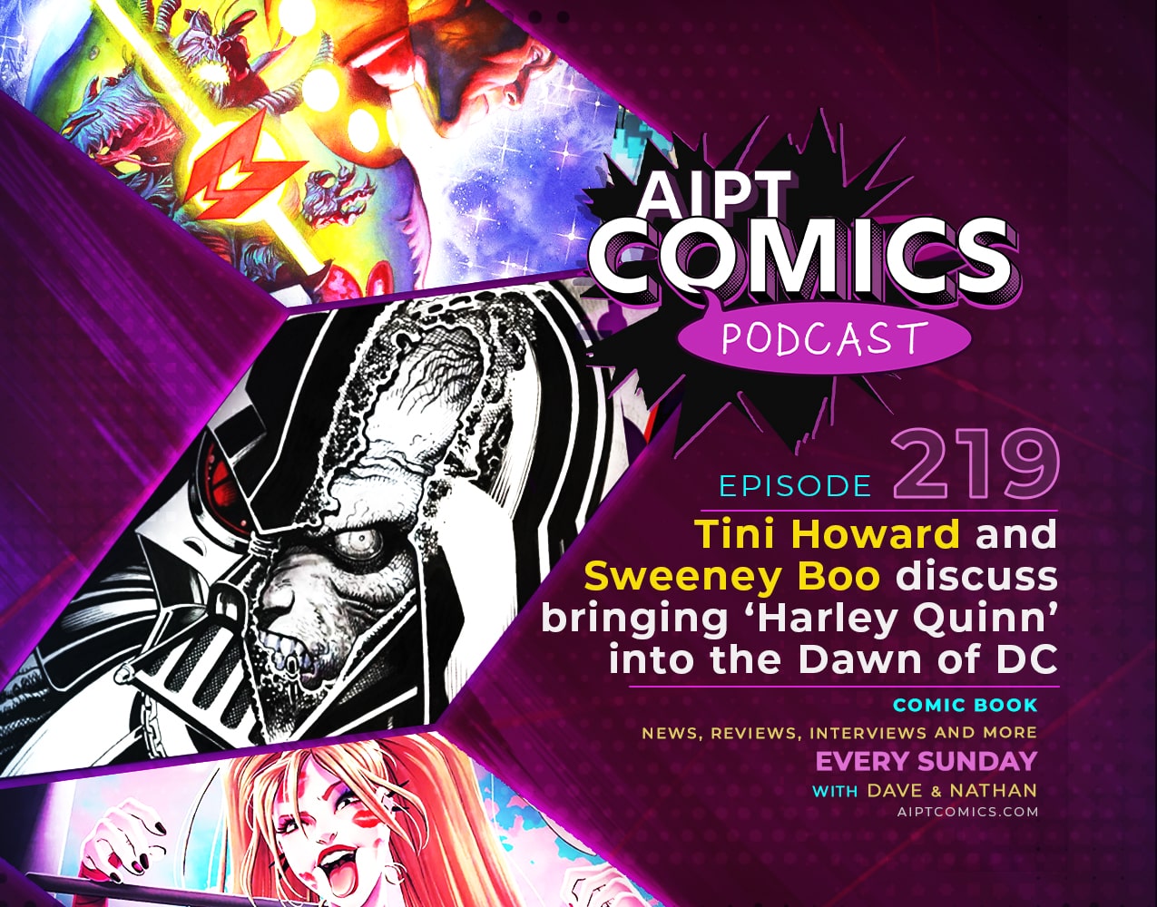 AIPT Comics Podcast episode 219: Tini Howard and Sweeney Boo discuss bringing ‘Harley Quinn’ into the Dawn of DC