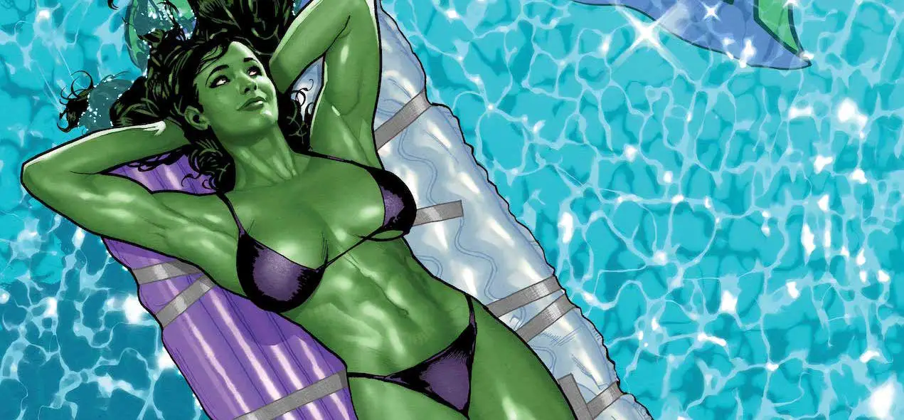 It's a pool day in Adam Hughes' 'Sensational She-Hulk' #1 foil cover