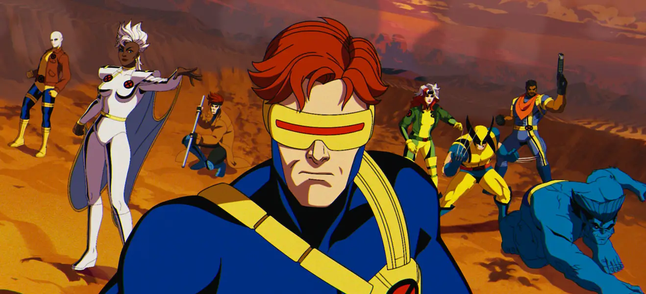 tv picks (L-R): Morph (voiced by JP Karliak), Storm (voiced by Alison Sealy-Smith), Gambit (voiced by AJ LoCascio), Cyclops (voiced by Ray Chase), Rogue (voiced by Lenore Zann), Wolverine (voiced by Cal Dodd), Bishop (voiced by Isaac Robinson-Smith), Beast (voiced by George Buza) in Marvel Animation's X-MEN '97