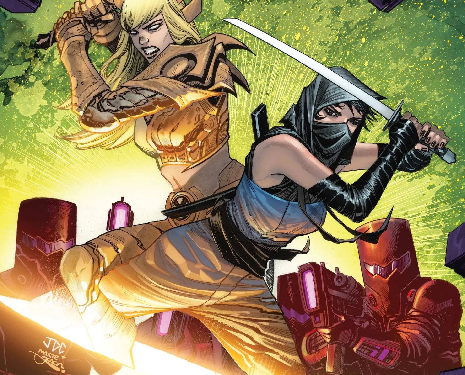 Magik and Shadowkat on the cropped cover of X-Men #32