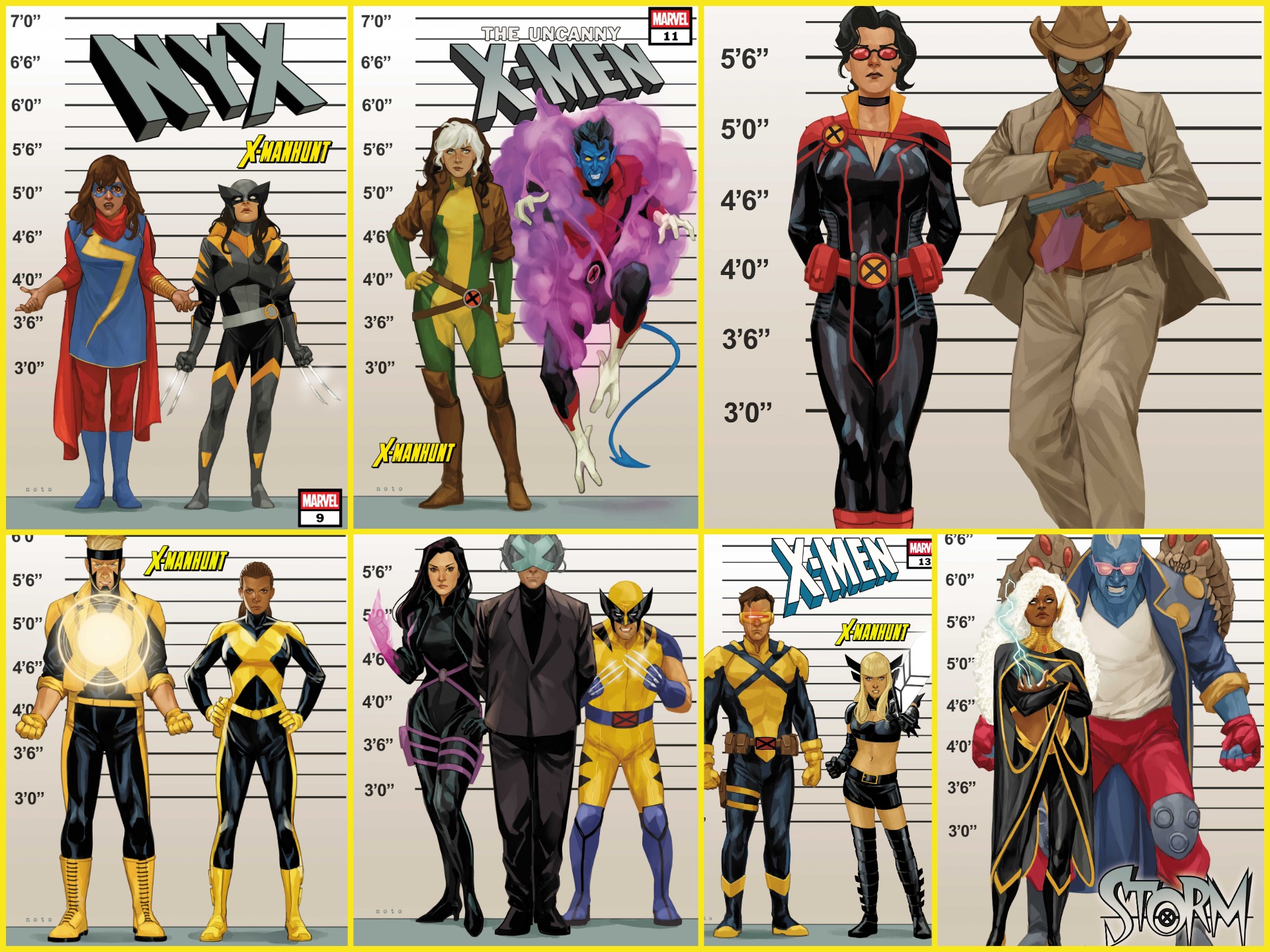 Marvel releases X-MANHUNT connecting covers by Phil Noto