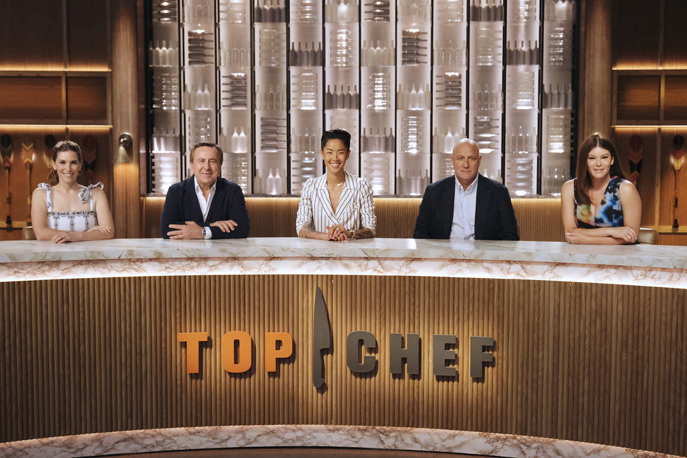 TOP CHEF -- Episode 2202 -- Pictured: (l-r) Sarah Levy, Daniel Boulud, Kristen Kish, Tom Colicchio, Gail Simmons