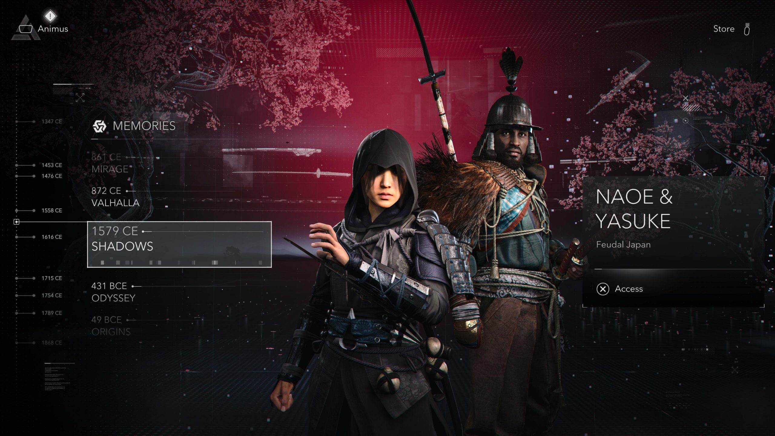 Assassin's Creed Shadows launcher in the Animus Hub