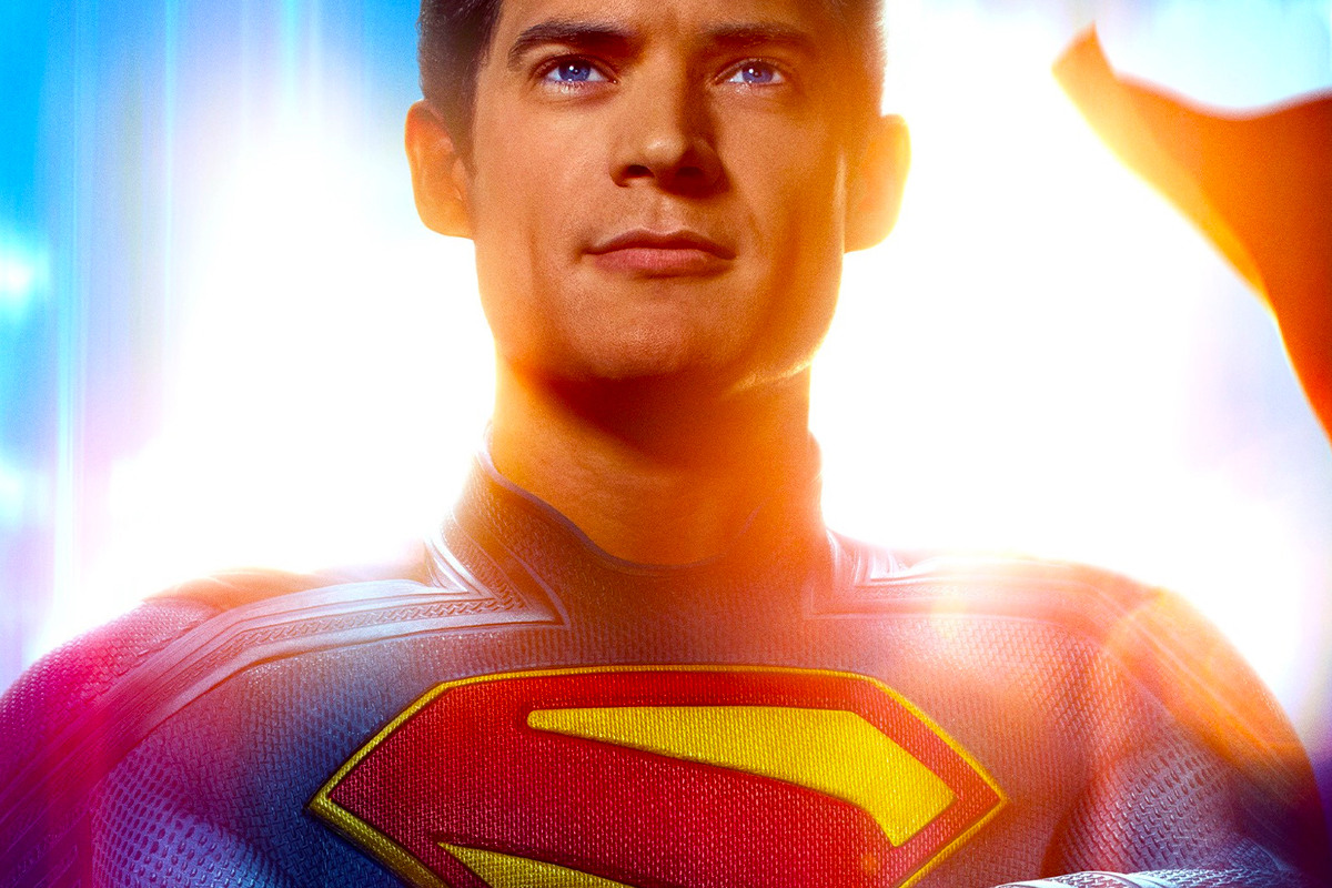David Corenswet as Superman in movie poster
