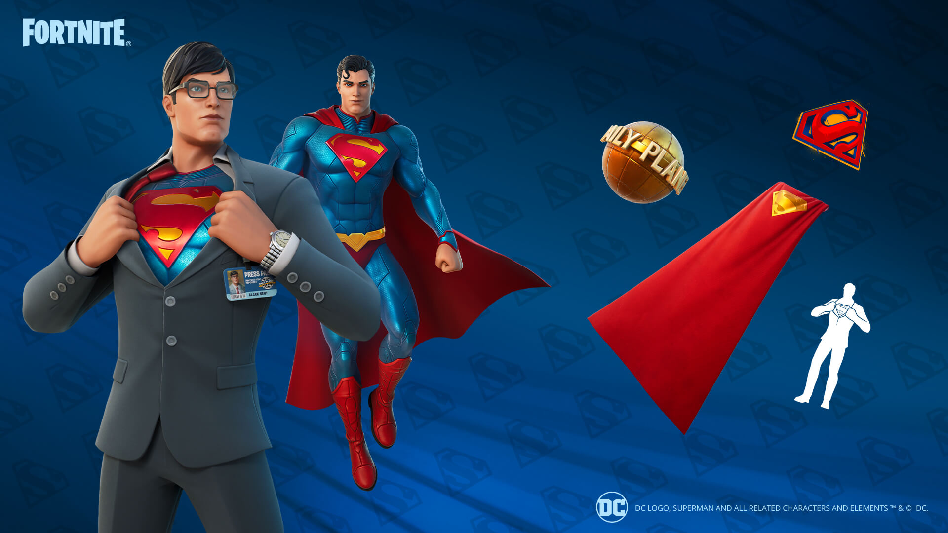 Superman and items in fornite.