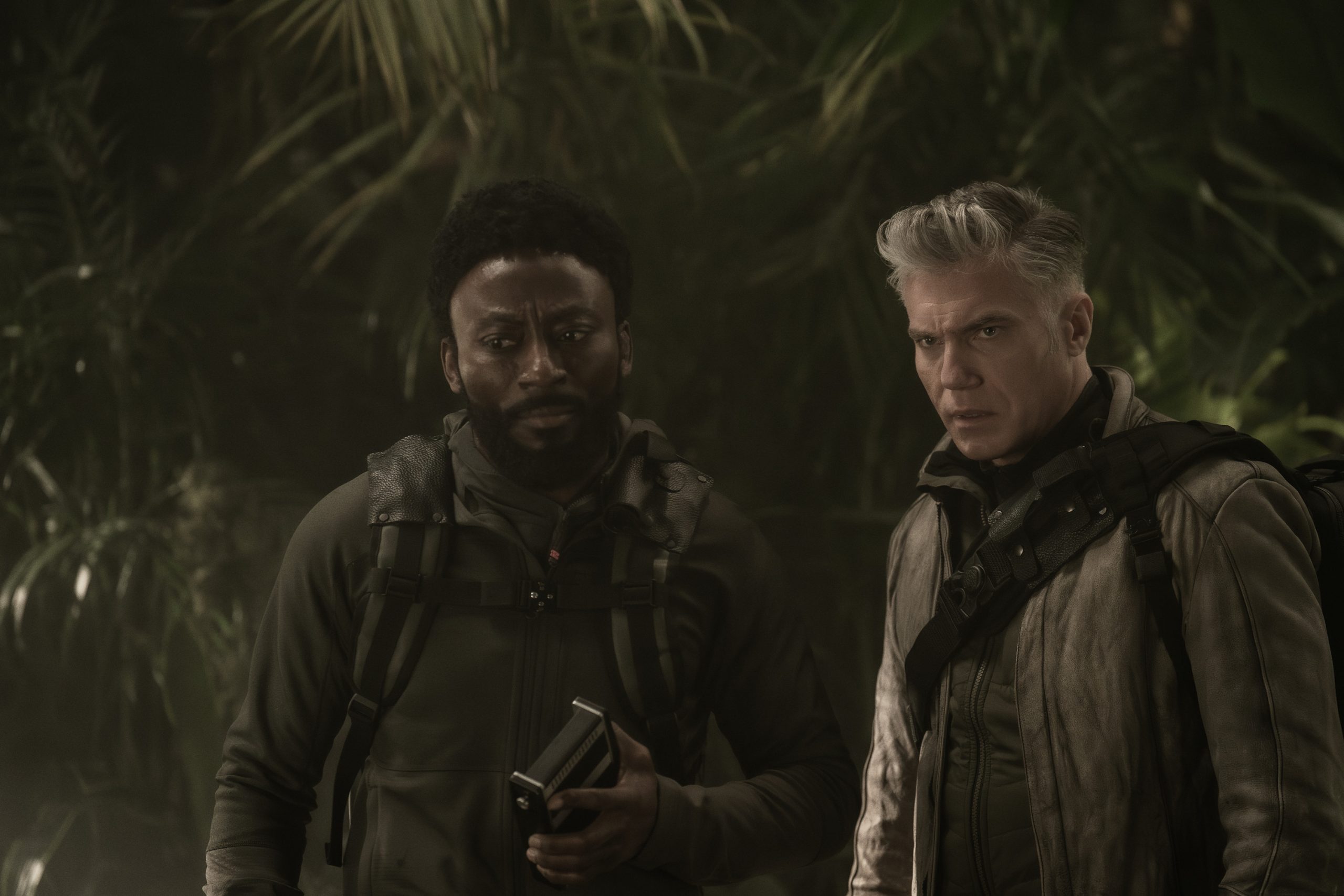 L to R Babs Olusanmokun as Dr. MBenga and Anson Mount as Capt. Pike in season 3 , Episode 3 of Strange New Worlds