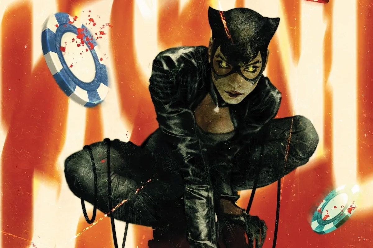 Selina Kyle is surrounded by poker chips in Catwoman 78