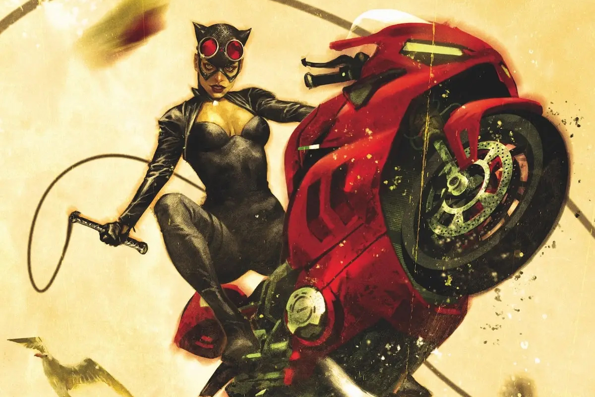Selina Kyle rides a motorcycle in Catwoman #79