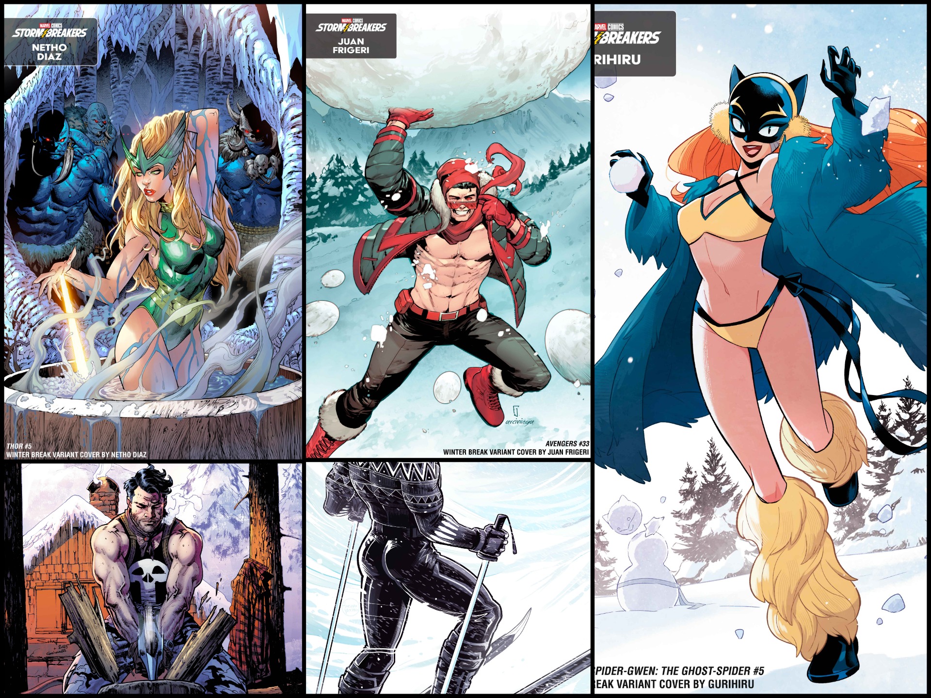 Marvel’s Stormbreakers suit up heroes for snowy adventures in winter break variant covers