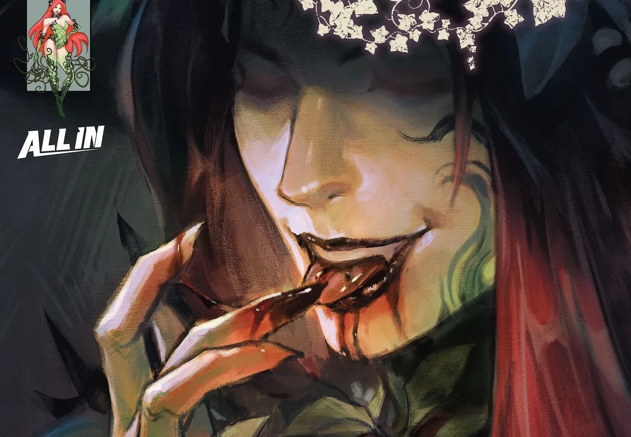Poison Ivy licks blood from her fingers on the cover of Poison Ivy #39