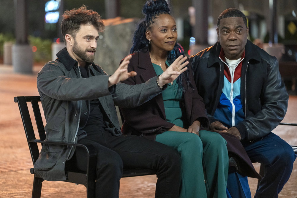 tv picks - THE FALL AND RISE OF REGGIE DINKINS -- "Pilot" Episode 101 -- Pictured: (l-r) Daniel Radcliffe as Arthur Tobin, Erika Alexander as Monica,Tracy Morgan as Reggie Dinkins