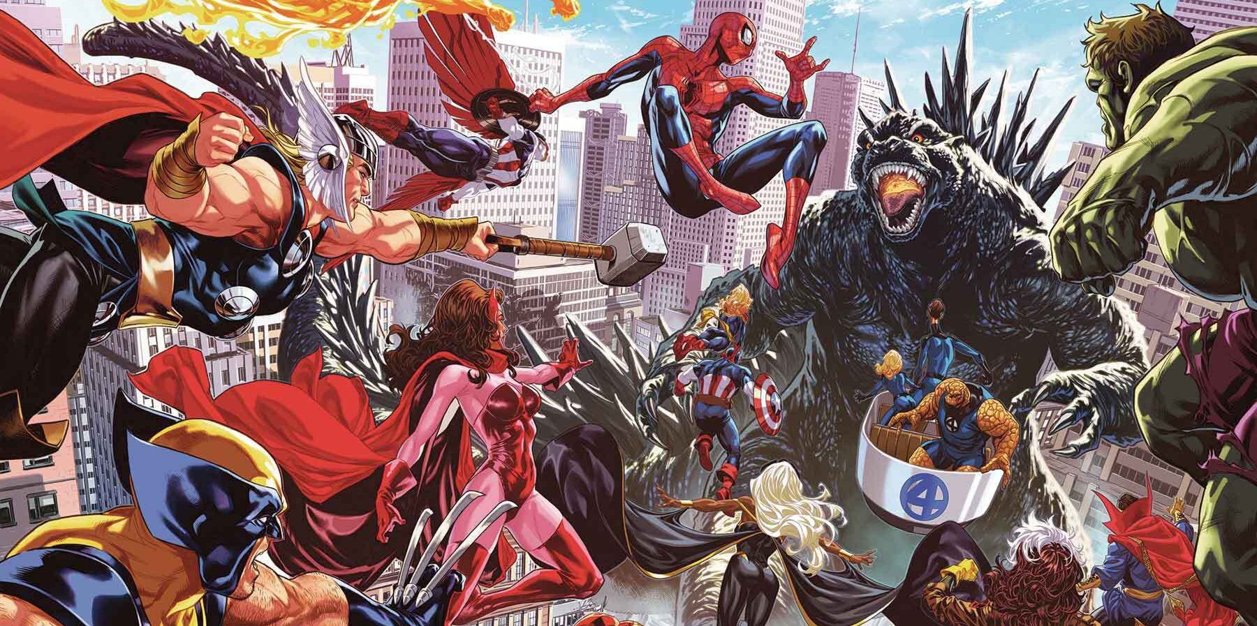 Godzilla Destroys The Marvel Universe Cover