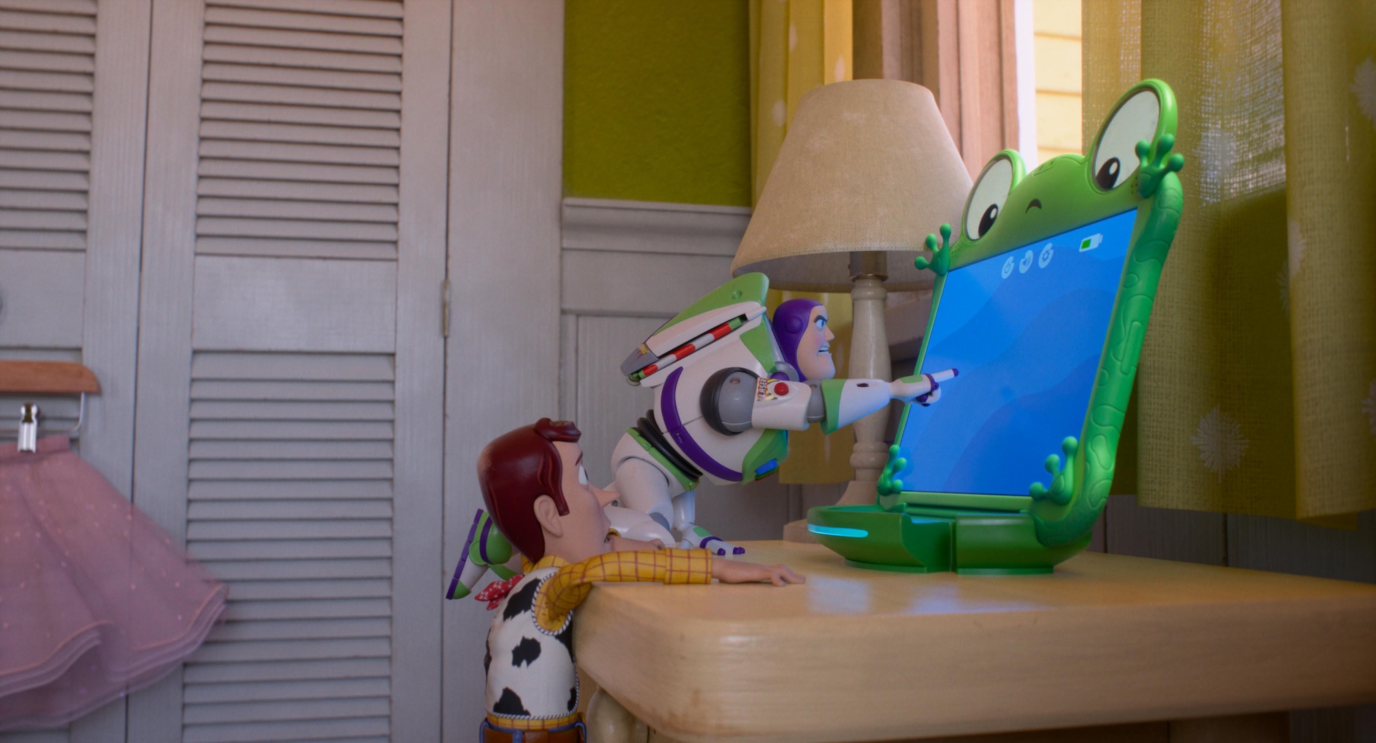 Woody, Buzz Lightyear, and Lilypad in Disney and Pixar’s TOY STORY 5